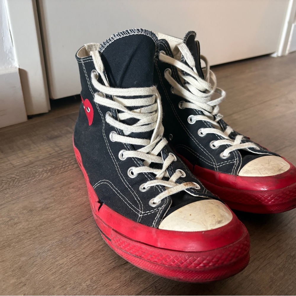 Converse Comme des Garçons Collection Black and Red High-Top Sneakers